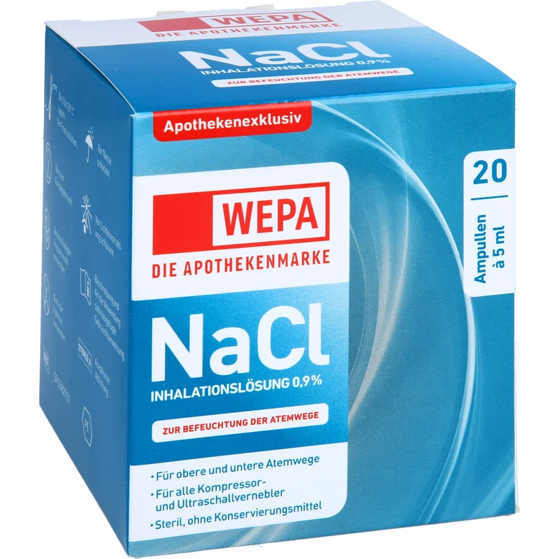 WEPA NaCl Inhalationslösung 0,9 % zur Befeuchtung der Atemwege, 20 St. Ampullen