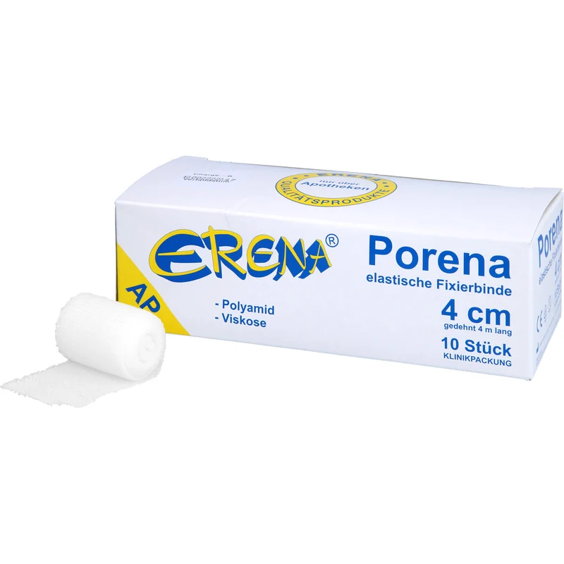 ERENA Porena elastische Fixierbinde 4 cm x 4 m zur Fixierung von Wundauflagen, 10 St. Binde