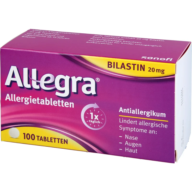 Allegra Allergietabletten 20 mg Bilastin bei Heuschnupfen und ganzjährigen Allergien, 100 St. Tabletten
