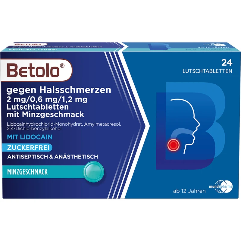 Betolo gegen Halsschmerzen Lutschtabletten mit Minzgeschmack, 24 St. Tabletten