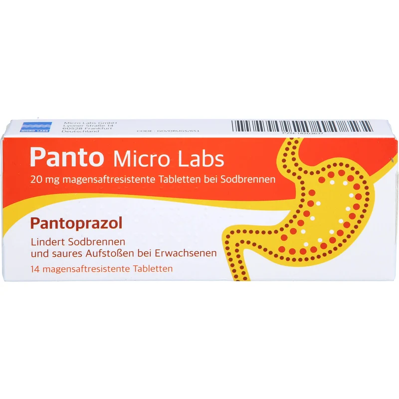 Panto Micro Labs 20 mg Pantoprazol Tabletten bei Sodbrennen, 14 St. Tabletten