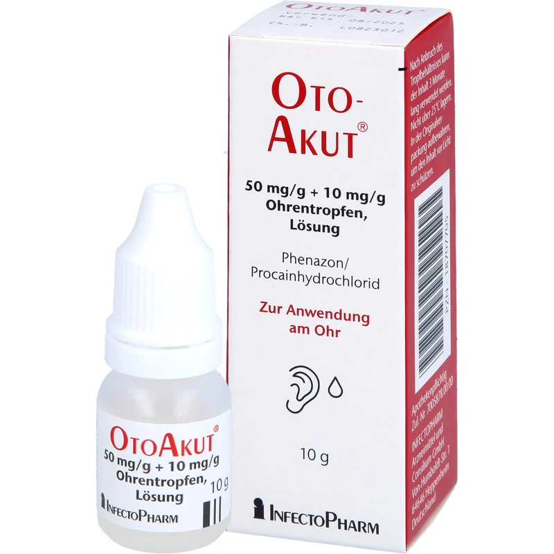 OtoAkut 50 mg/g Phenazon + 10 mg/g Procain hydrochlorid Ohrentropfen, 10 g Lösung