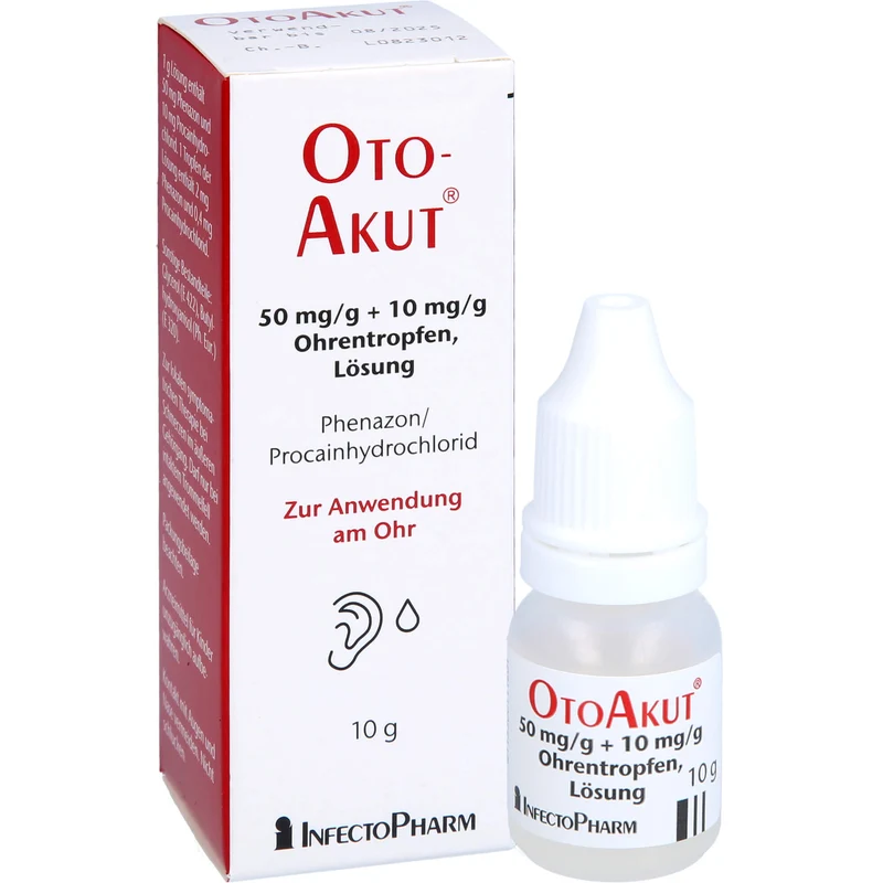 OtoAkut 50 mg/g Phenazon + 10 mg/g Procain hydrochlorid Ohrentropfen, 10 g Lösung
