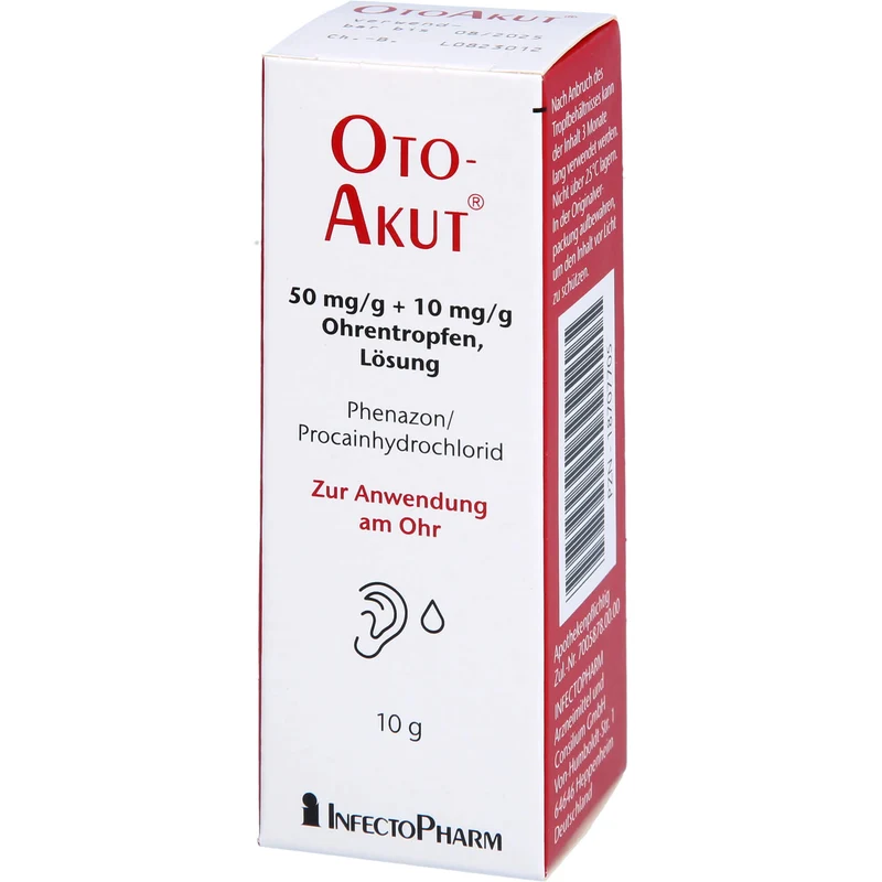 OtoAkut 50 mg/g Phenazon + 10 mg/g Procain hydrochlorid Ohrentropfen, 10 g Lösung