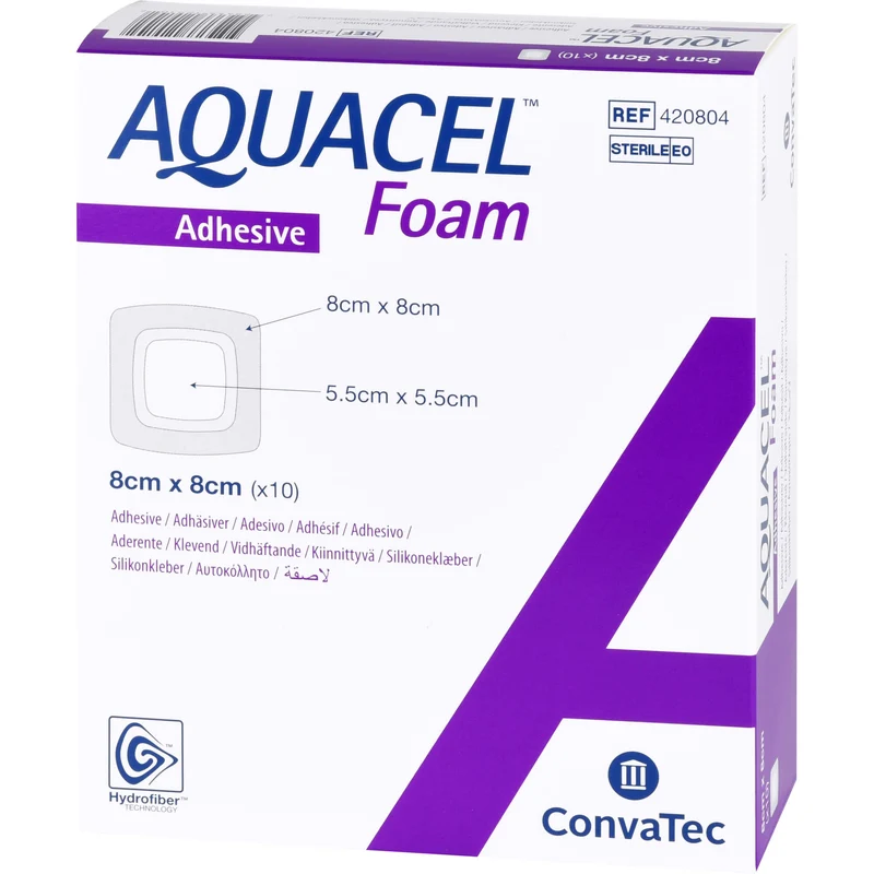 AQUACEL Foam adhäsiv 8x8cm, 10 St VER