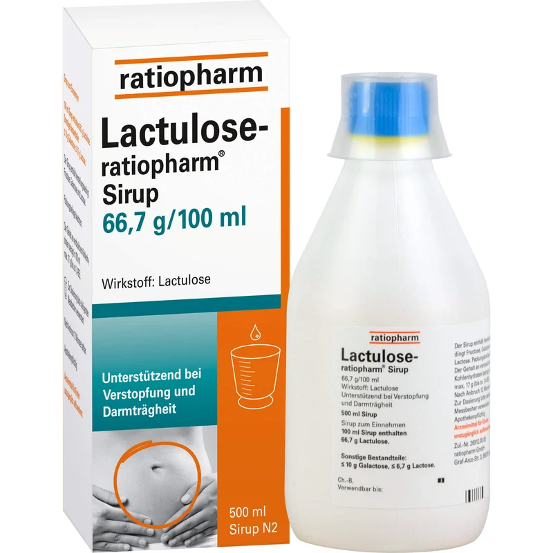 Lactulose-ratiopharm Sirup unterstützend bei Verstopfung und Darmträgheit, 500 ml Lösung