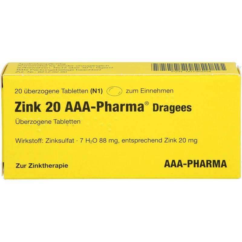 AAA-Pharma Zink 20 Dragees zur Behandlung von Zinkmangelzuständen, 20 St. Tabletten