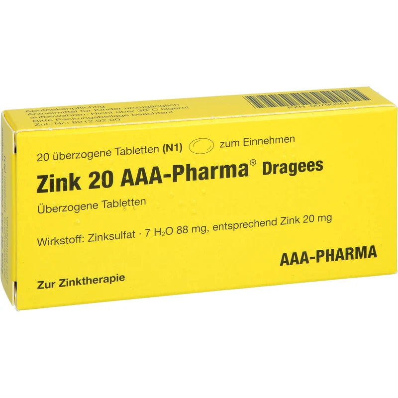 AAA-Pharma Zink 20 Dragees zur Behandlung von Zinkmangelzuständen, 20 St. Tabletten