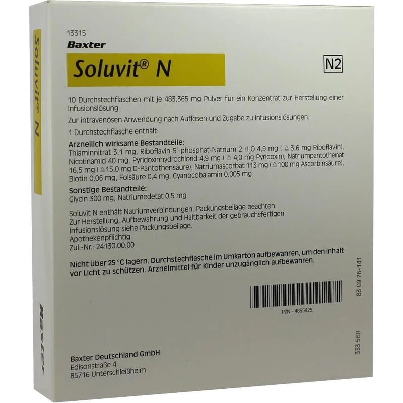 SOLUVIT N, Pulver für ein Konzentrat zur Herstellung einer Infusionslösung, 10 St. Flaschen
