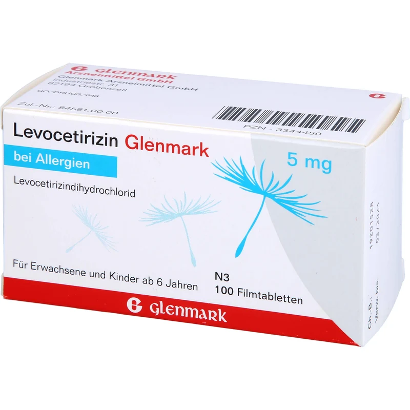 Glenmark Levocetirizin 5 mg Filmtabletten bei Allergien, 100 St. Tabletten