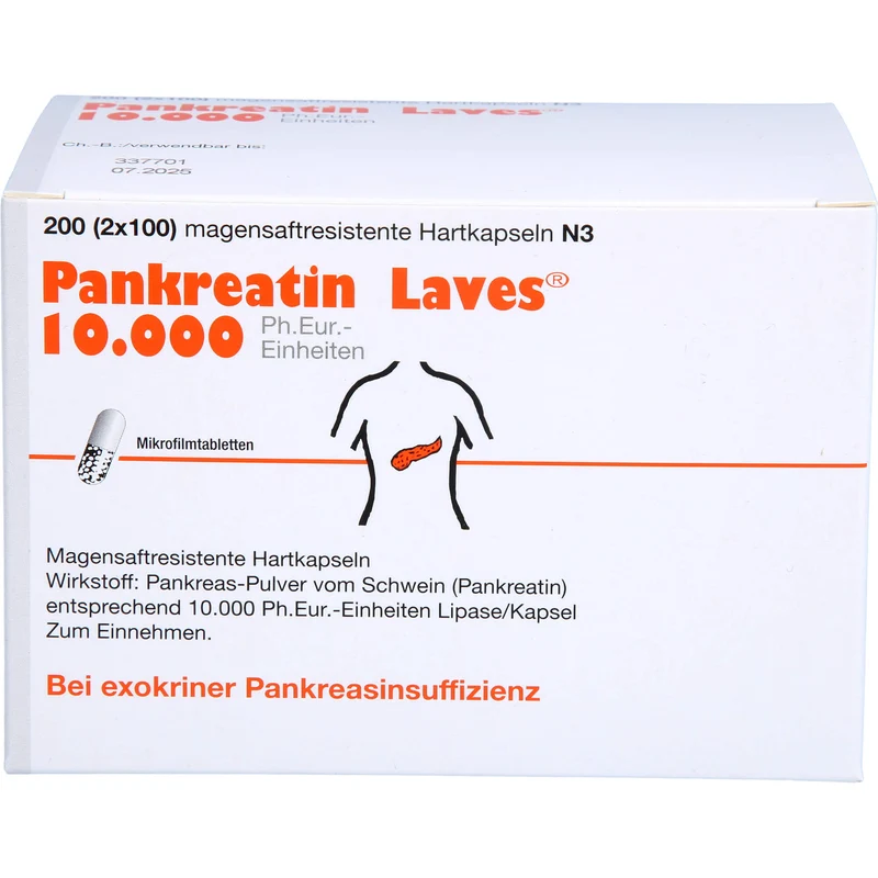 Laves Pankreatin 10.000 Ph.Eur-Einheiten Hartkapseln bei exokriner Pankreasinsuffizienz, 200 St. Kapseln