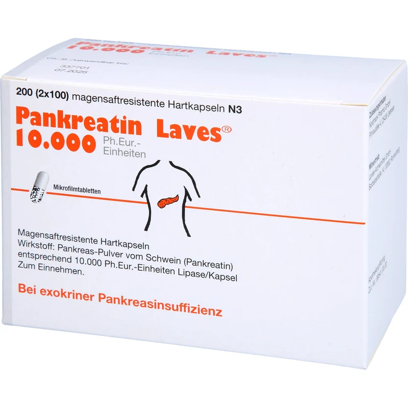 Laves Pankreatin 10.000 Ph.Eur-Einheiten Hartkapseln bei exokriner Pankreasinsuffizienz, 200 St. Kapseln