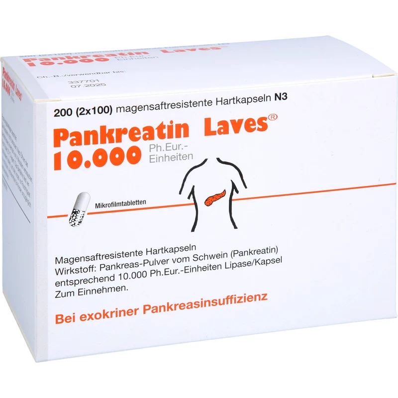 Laves Pankreatin 10.000 Ph.Eur-Einheiten Hartkapseln bei exokriner Pankreasinsuffizienz, 200 St. Kapseln