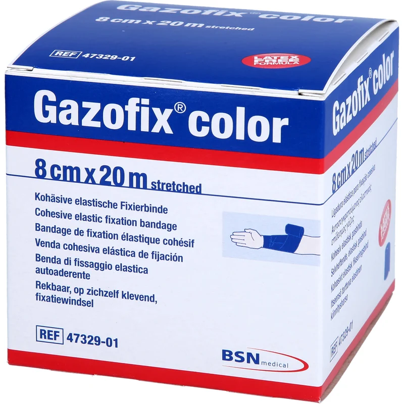 Gazofix color kohäsive Fixierbinde blau 20m x 8cm, 1 St BIN