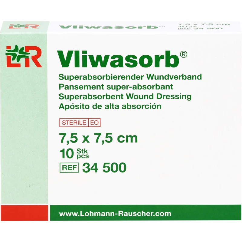 Vliwasorb steriler superabsorbierender Wundverband 7,5 x 7,5 cm, 10 St. Kompressen