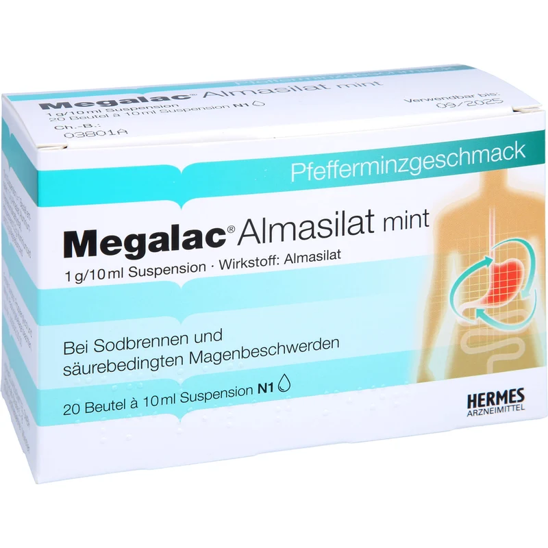 Megalac Almasilat mint 1 g/10 ml Suspension Beutel, 20X10 ml SUS