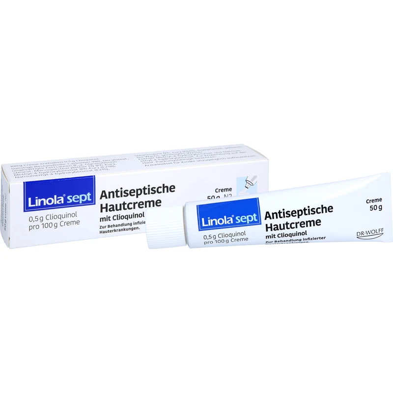 Linola sept antiseptische Hautcreme mit Clioquinol bei abgeschürfter, entzündeter oder eitriger Haut, 50 g Creme