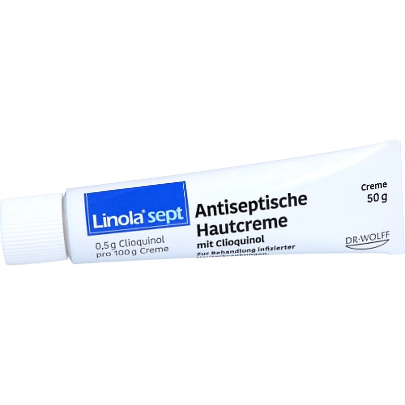 Linola sept antiseptische Hautcreme mit Clioquinol bei abgeschürfter, entzündeter oder eitriger Haut, 50 g Creme
