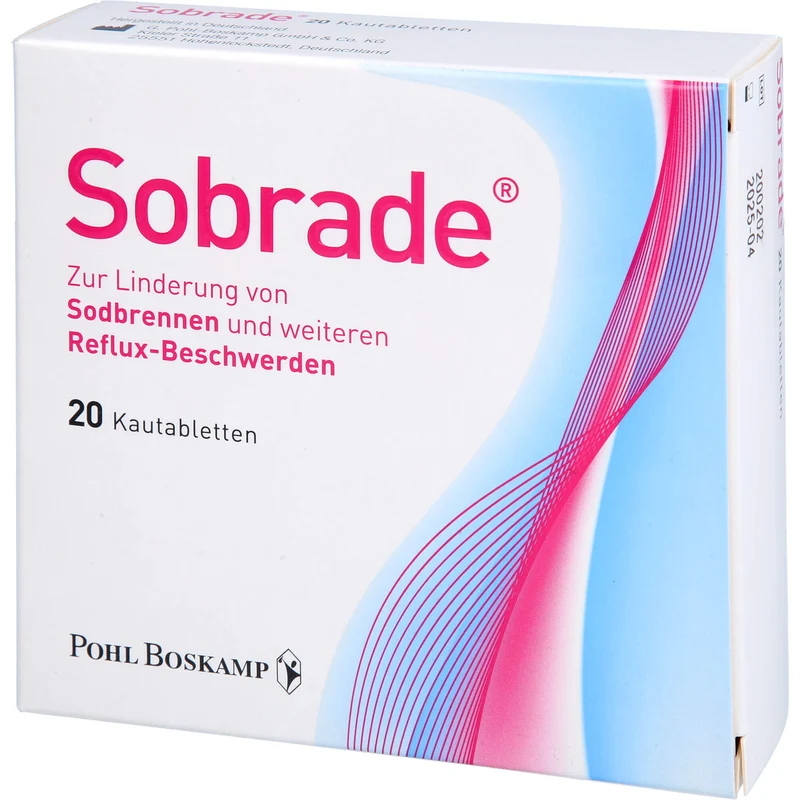 Sobrade Kautabletten zur Linderung von Sodbrennen und weiteren Reflux-Beschwerden, 20 St. Kautabletten