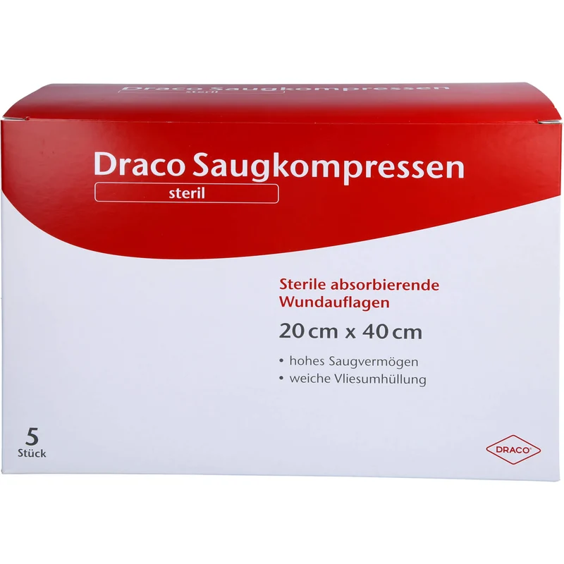 DRACO Saugkompressen steril 20 x 40 cm, 5 St. Kompressen