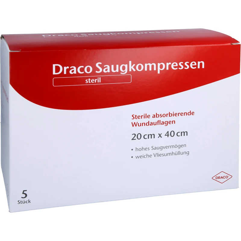 DRACO Saugkompressen steril 20 x 40 cm, 5 St. Kompressen