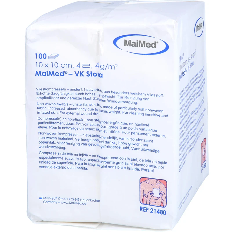 Vlieskompressen 10x10cm 4-fach unsteril 40g, 100 St KOM