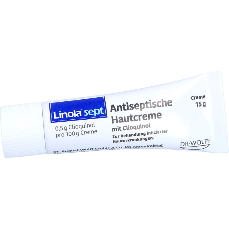 Linola sept Antiseptische Hautcreme mit Clioquinol Wundcreme bei abgeschürfter, entzündeter oder eitriger Haut, 15 g Creme