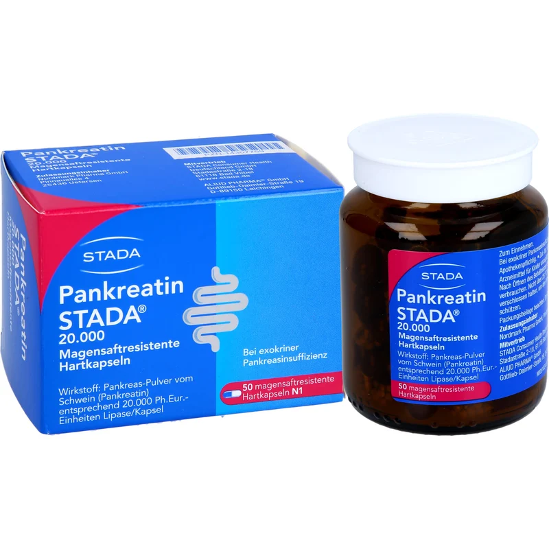 Pankreatin STADA 20.000 Hartkapseln bei exokriner Pankreasinsuffizienz, 50 St. Kapseln