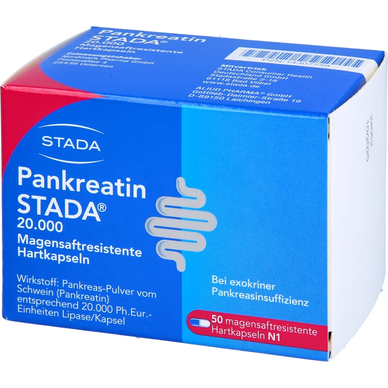 Pankreatin STADA 20.000 Hartkapseln bei exokriner Pankreasinsuffizienz, 50 St. Kapseln