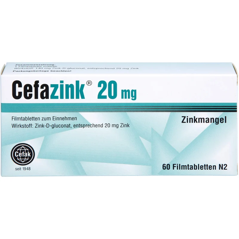 Cefazink 20 mg Filmtabletten bei Zinkmangel, 60 St. Tabletten