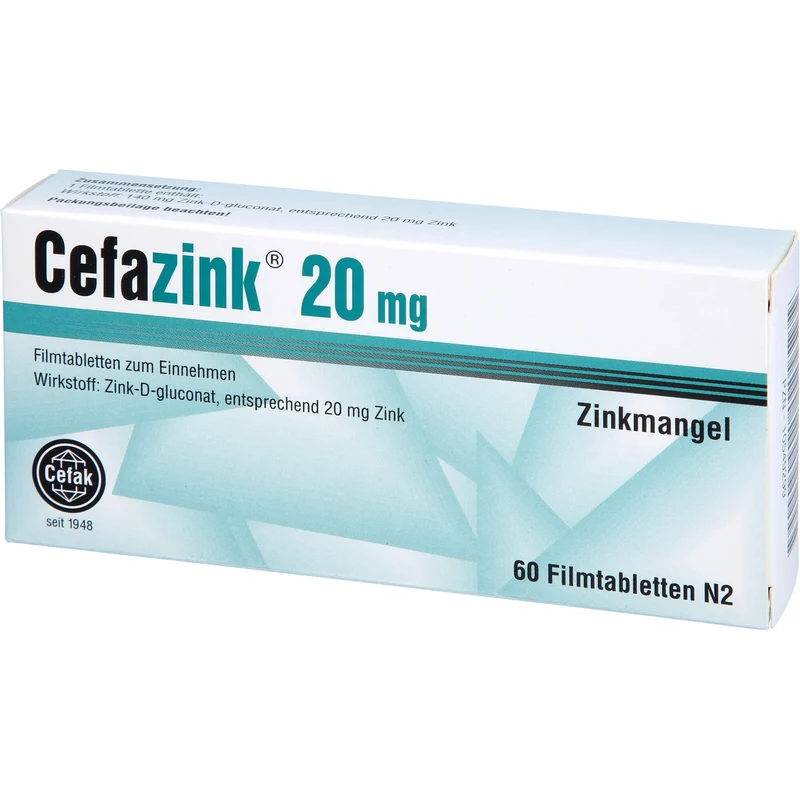Cefazink 20 mg Filmtabletten bei Zinkmangel, 60 St. Tabletten