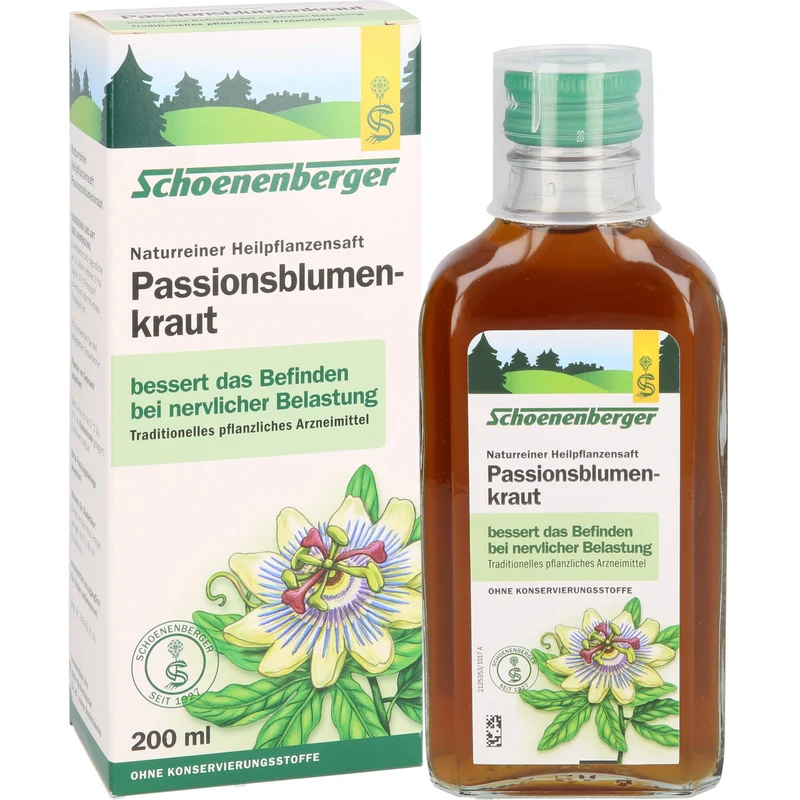 Schoenenberger naturreiner Heilpflanzensaft Passionsblumenkraut bessert das Befinden nach nervlicher Belastung, 200 ml Lösung