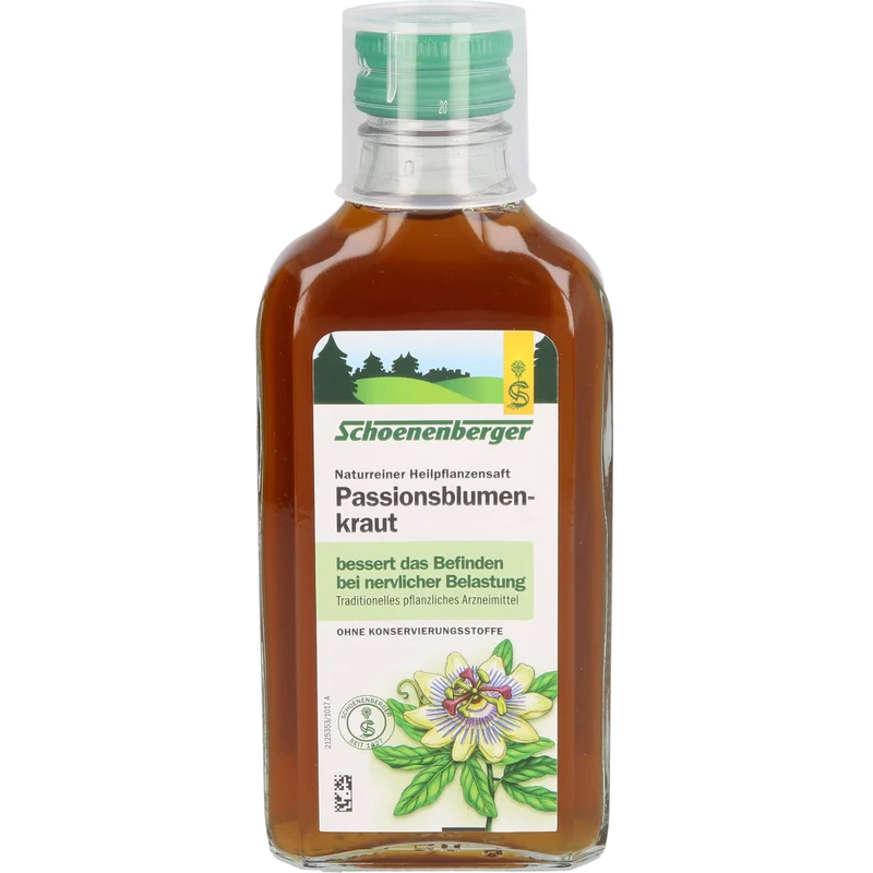 Schoenenberger naturreiner Heilpflanzensaft Passionsblumenkraut bessert das Befinden nach nervlicher Belastung, 200 ml Lösung