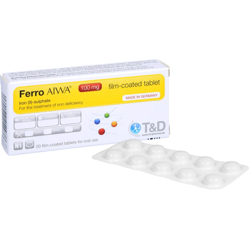 Ferro AIWA 100 mg Filmtabletten zur Behandlung von Eisenmangelzuständen, 20 St. Tabletten