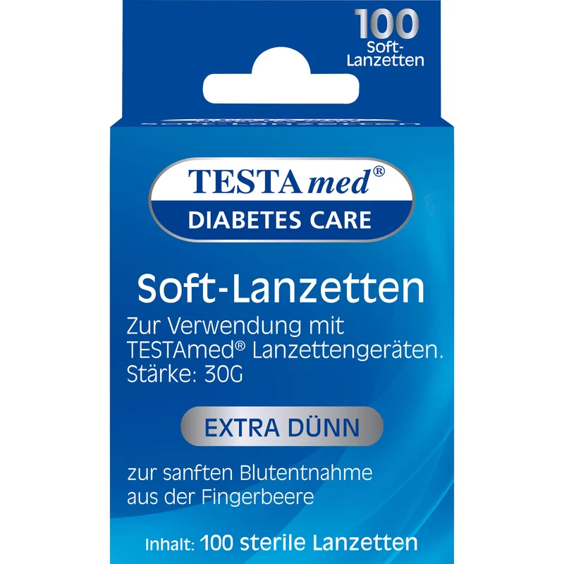 TESTAmed Soft-Lanzetten extra dünn zur sanften Blutentnahme, 100 St. Packung