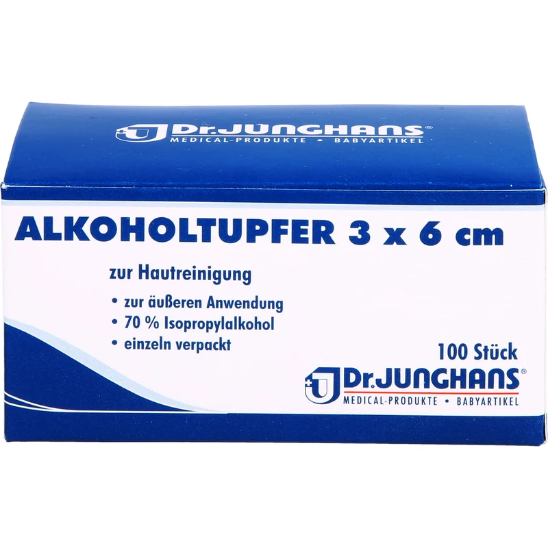 DR. JUNGHANS Alkoholtupfer 3 x 6 cm steril, 100 St. Tupfer