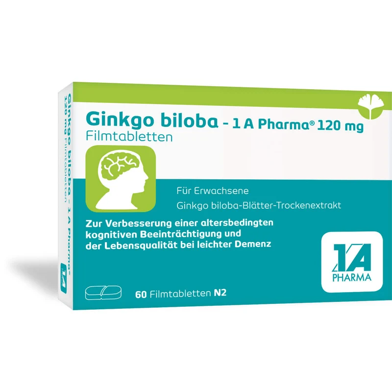 1 A Pharma Ginkgo biloba 120 mg Filmtabletten zur Verbesserung einer altersbedingten kognitiven Beeinträchtigung und bei leichter Demenz, 60 St. Tabletten