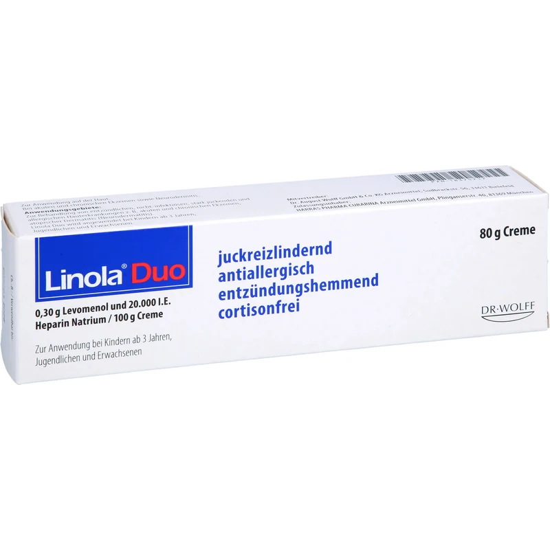 Linola Duo Cortisonfreie Creme gegen Juckreiz bei Neurodermitis und Ekzemen, 80 g Creme