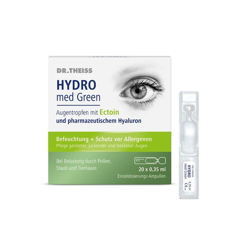 DR. THEISS Hydro med Green Augentropfen mit Ectoin zur Befeuchtung, 20 St. Einzeldosispipetten