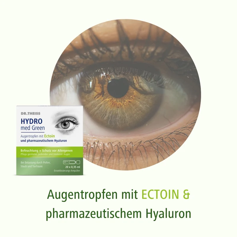 DR. THEISS Hydro med Green Augentropfen mit Ectoin zur Befeuchtung, 20 St. Einzeldosispipetten