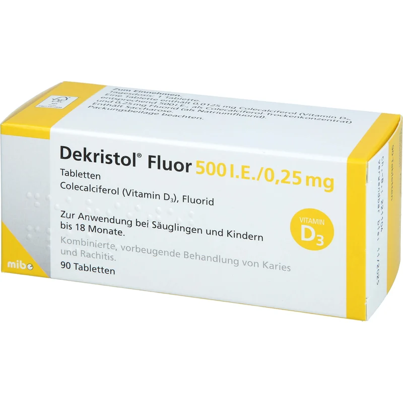 Dekristol Fluor 500 I.E./0,25 mg Tabletten zur Vorbeugung von Karies und Rachitis, 90 St. Tabletten