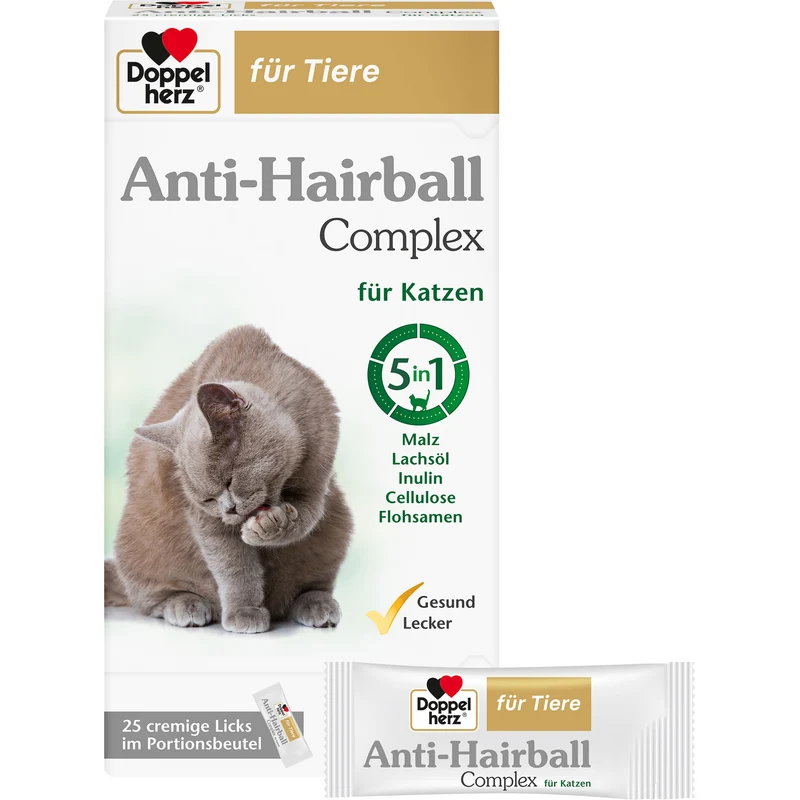 Doppelherz für Tiere Anti-Hairball Complex Beutel für Katzen, 25 St. Beutel