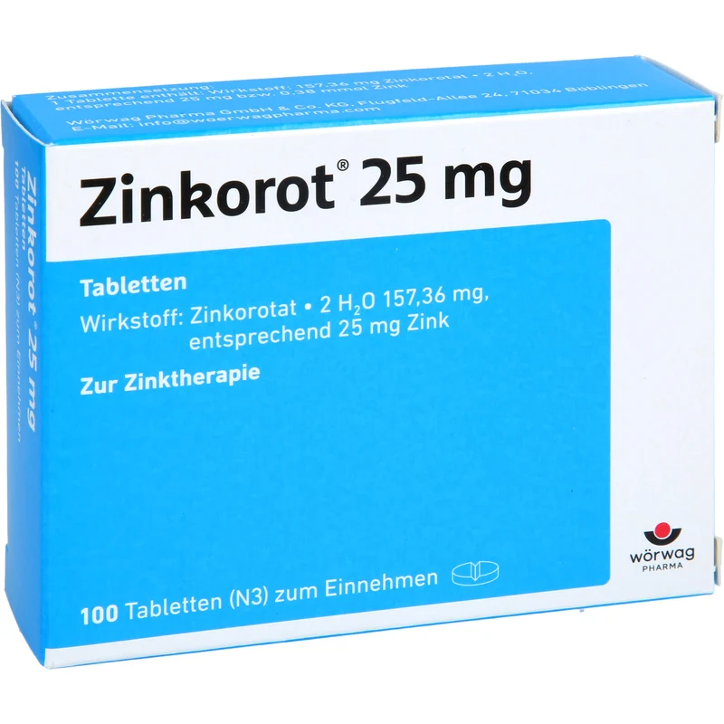 Zinkorot 25 mg Tabletten zur Zinktherapie, 100 St. Tabletten