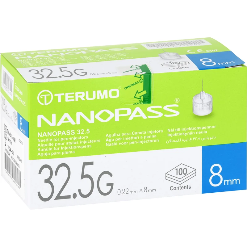 TERUMO NANOPASS 32,5 G 0,22 x 8 mm Kanüle für Injektionspens, 100 St. Kanülen