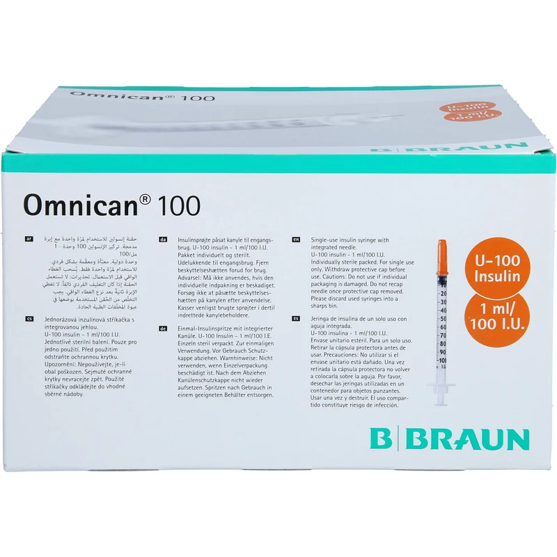 Omnican 100 1ml Insulinspritzen, 100 I.E. Nennvolumen, U-100 Insulin; 0,30x8mm, 100 St. Spritzen