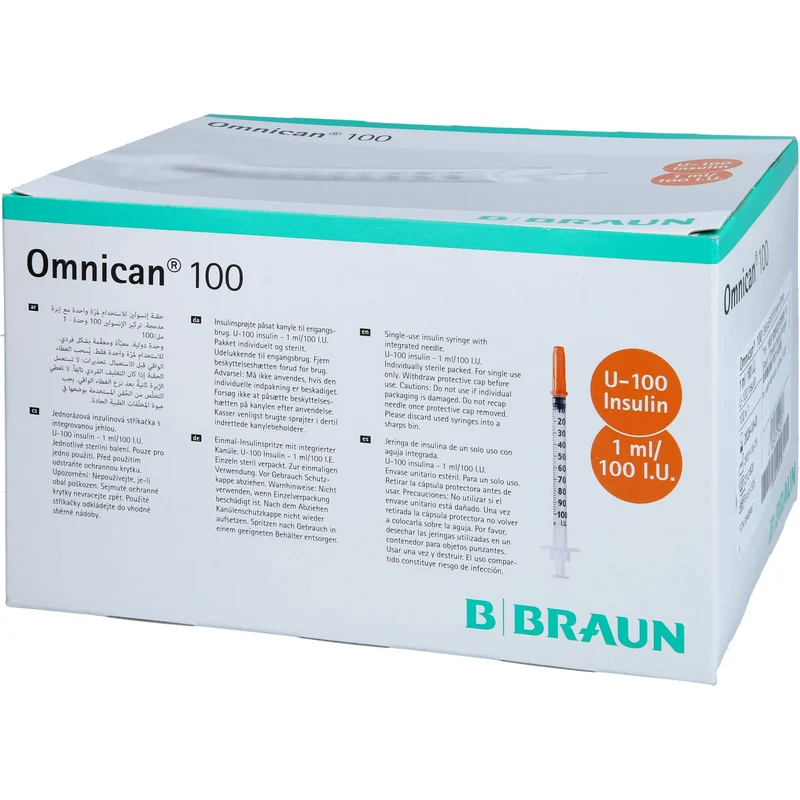 Omnican 100 1ml Insulinspritzen, 100 I.E. Nennvolumen, U-100 Insulin; 0,30x8mm, 100 St. Spritzen