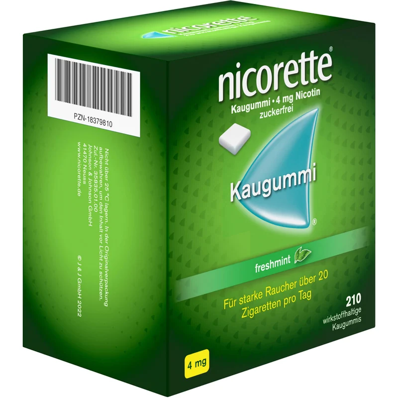 Nicorette Kaugummi 4 mg freshmint zur Rauchentwöhnung, 210 St. Kaugummi