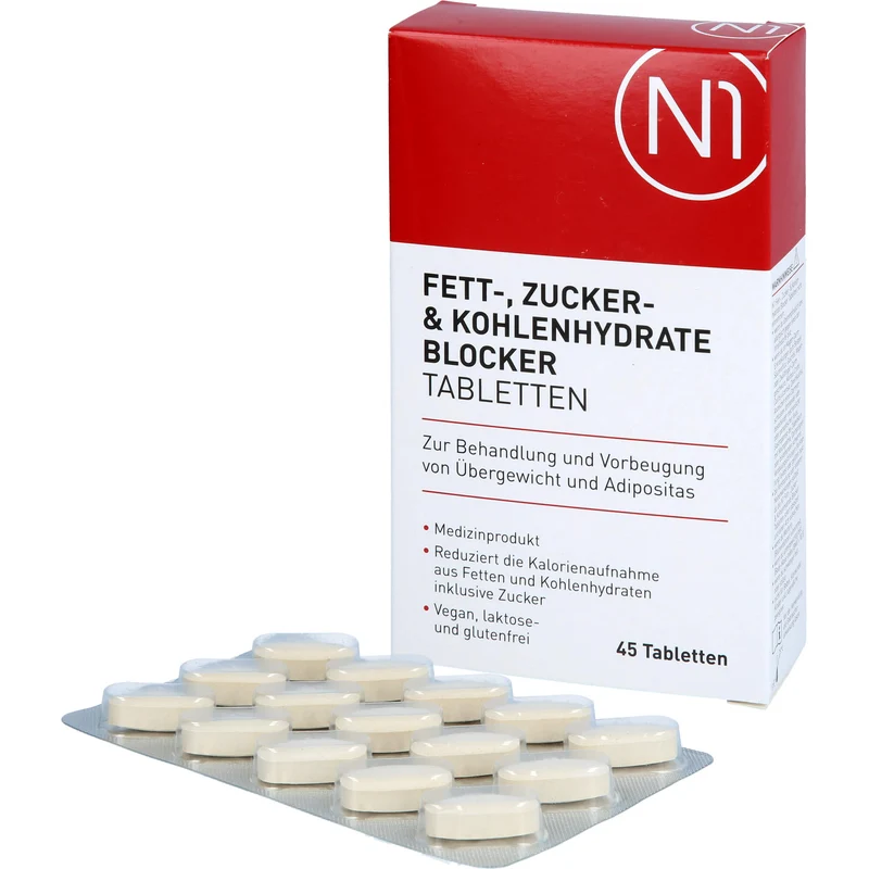 N1 Fett- Zucker- & Kohlenhydrate Blocker Tabletten zur Behandlung und Vorbeugung von Übergewicht und Adipositas, 45 St. Tabletten