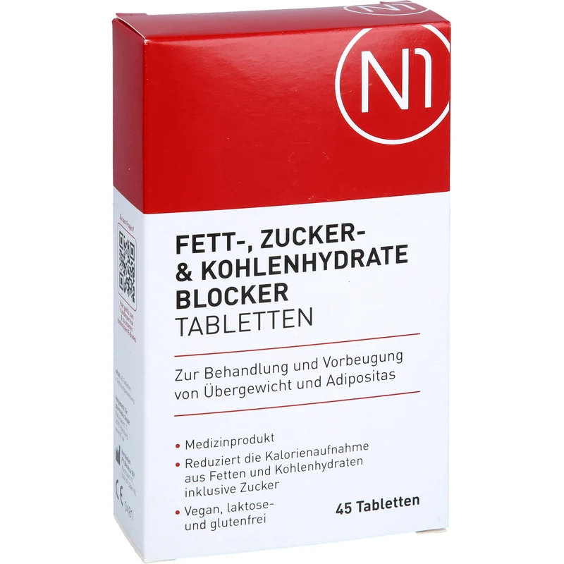 N1 Fett- Zucker- & Kohlenhydrate Blocker Tabletten zur Behandlung und Vorbeugung von Übergewicht und Adipositas, 45 St. Tabletten