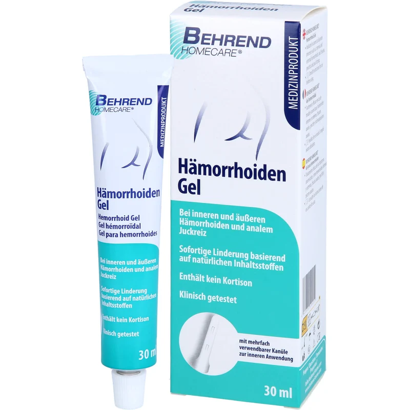 Behrend Hämorrhoiden Gel bei inneren & äußeren Hämorrhoiden, Analjucken, Analfissuren & Proktitis, 30 ml Gel